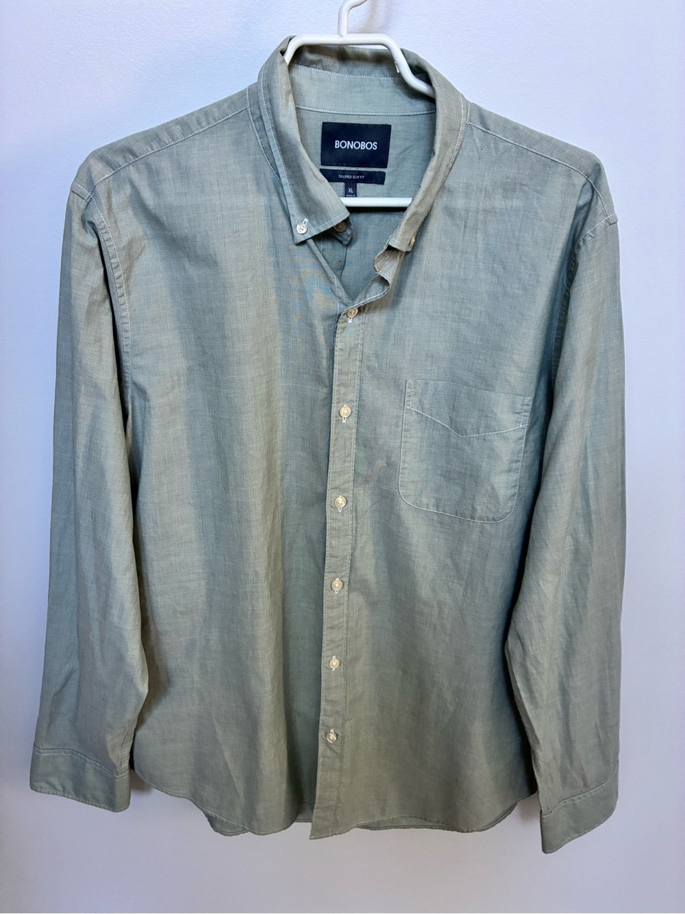 Bonobos Light Sage Green Long-Sleeve Button-Down Shirt